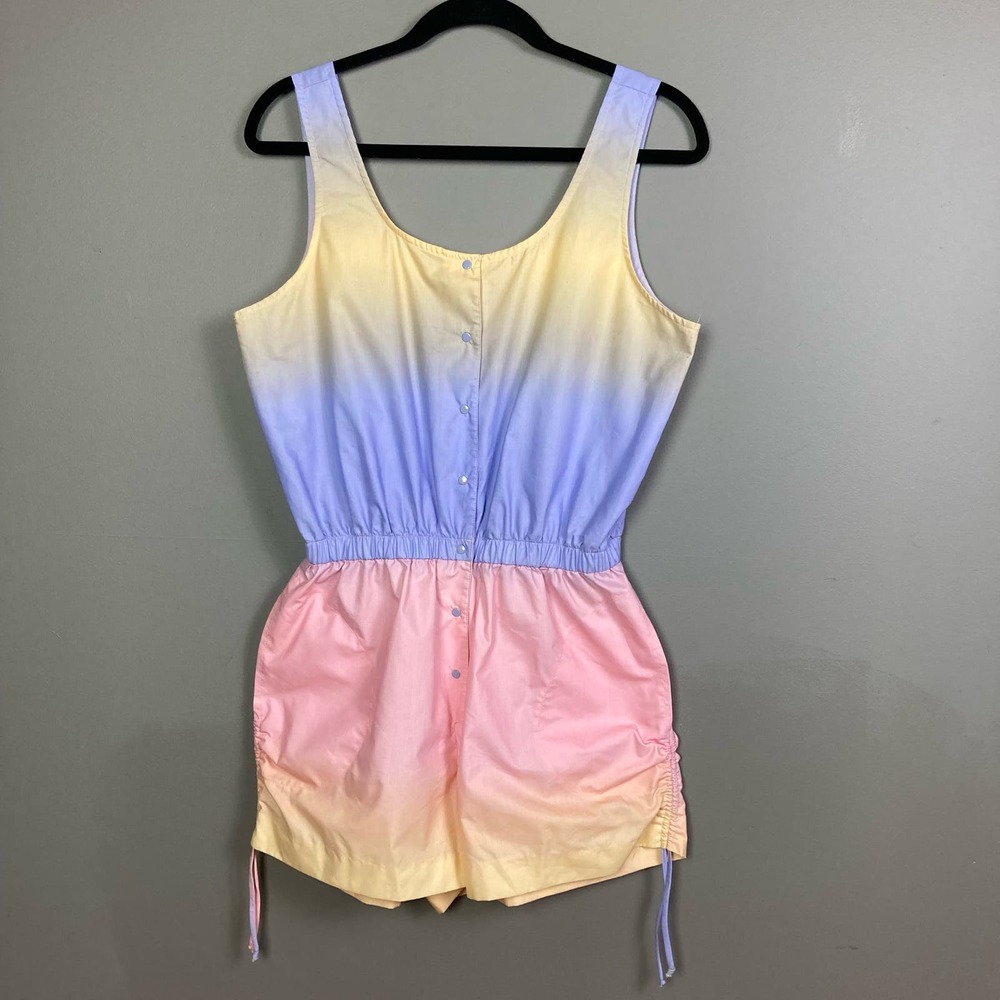 Vintage romper Medium pink‎ rainbow ombre pastel tennis Quantum Sportswear tank